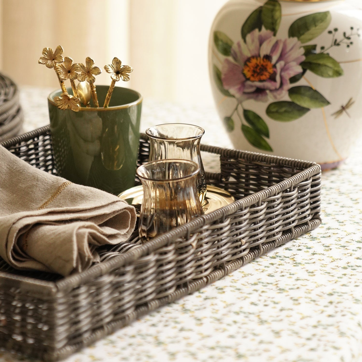 Grey Resin Wicker Tray
