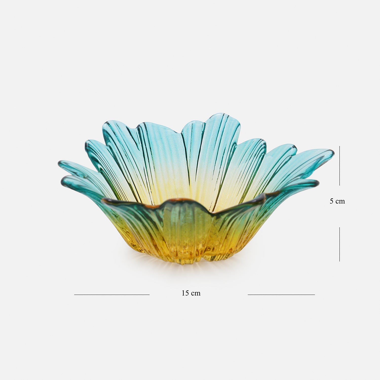 Set Of 2 Blue Ombre Gerbera Shaped Side Bowls - Small
