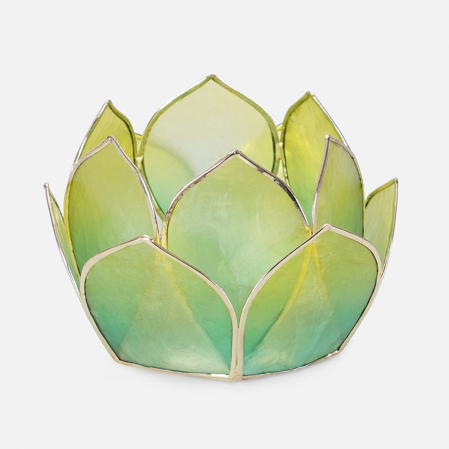 Blue & Green Ombre 12 Petals Capiz tealight Holder