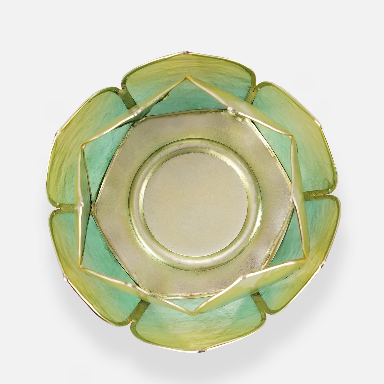 Blue & Green Ombre 12 Petals Capiz tealight Holder