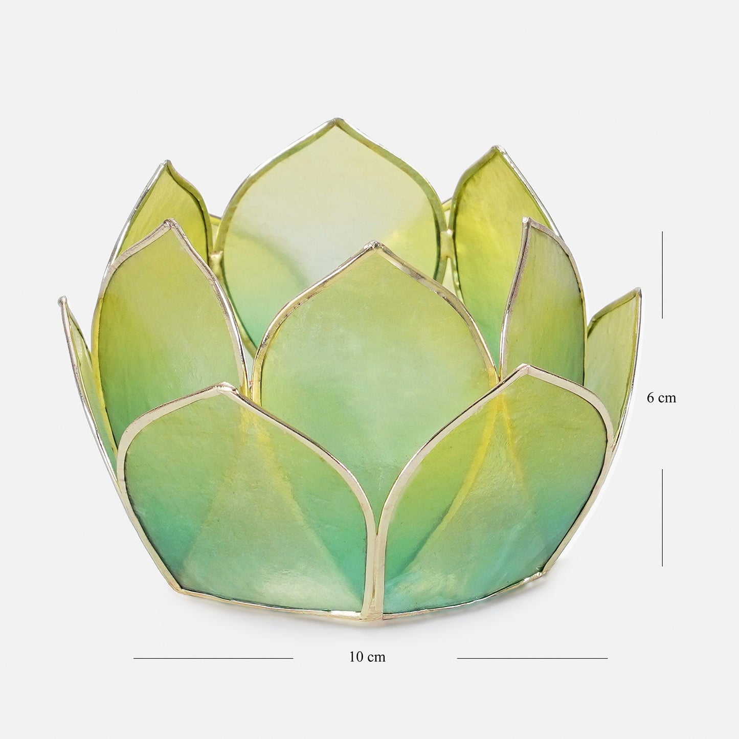 Blue & Green Ombre 12 Petals Capiz tealight Holder