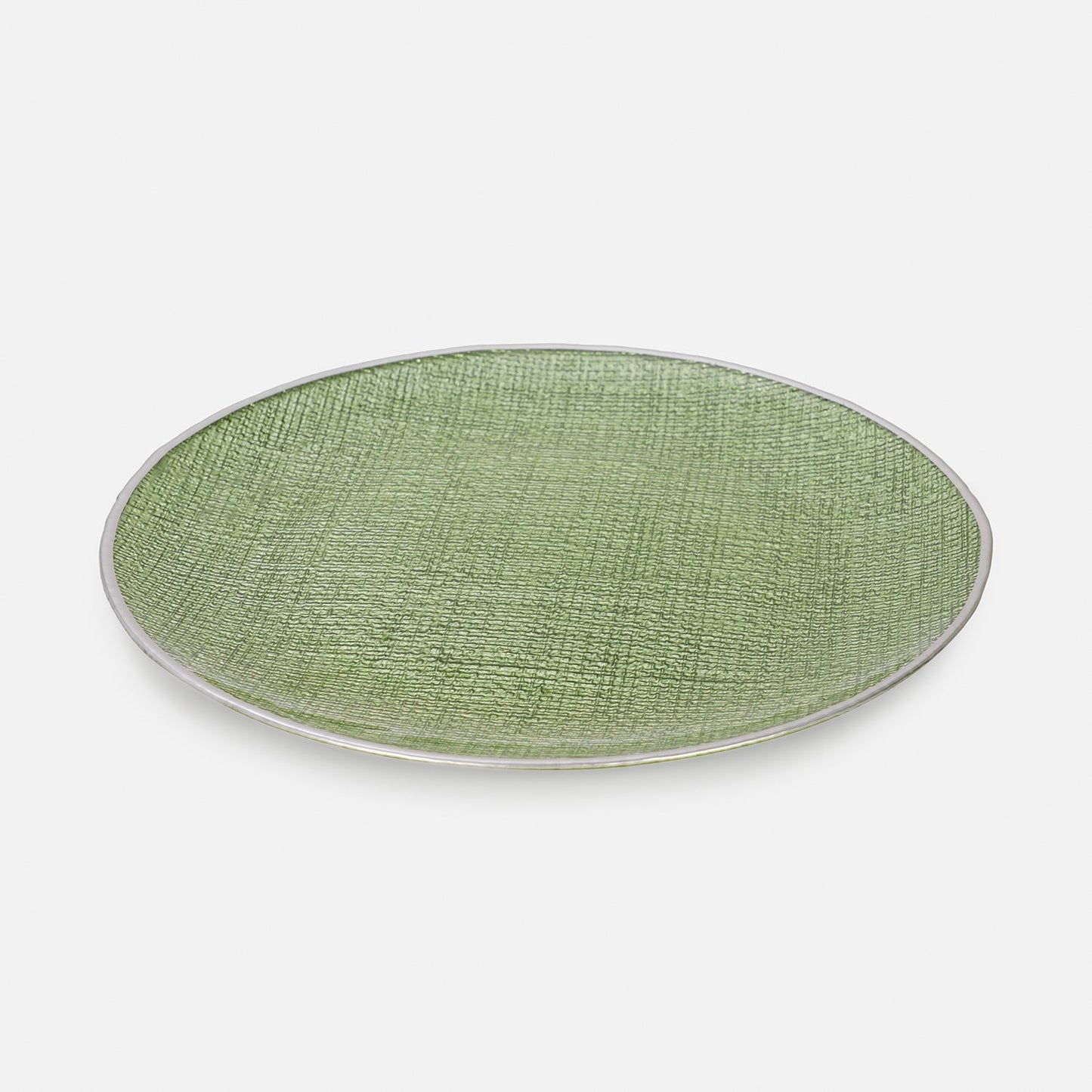 Set of 2 Green Fabric Textured Dinner Plates