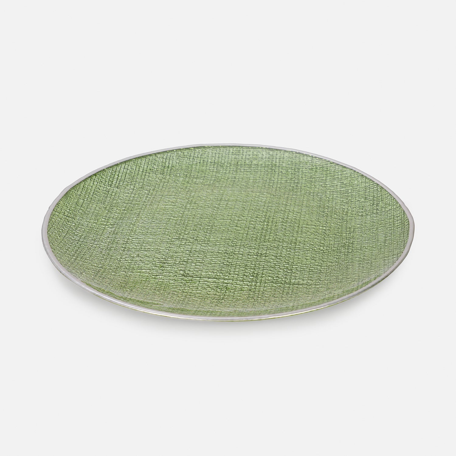 Set of 2 Green Fabric Textured Dinner Plates