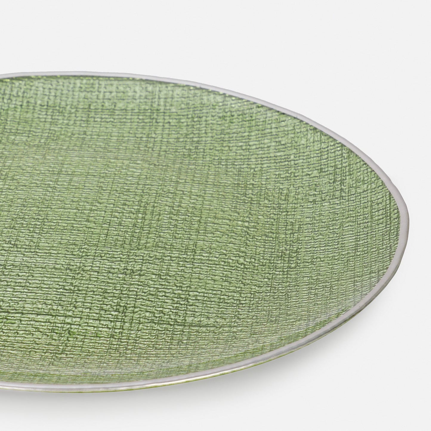 Set of 2 Green Fabric Textured Dinner Plates
