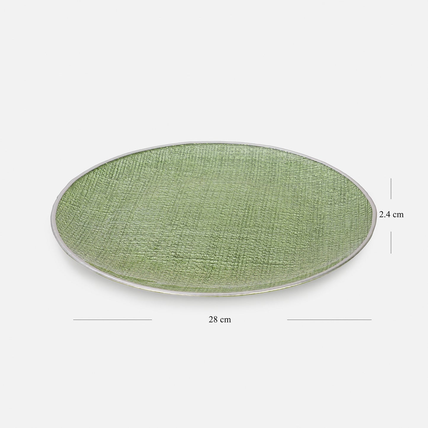 Set of 2 Green Fabric Textured Dinner Plates