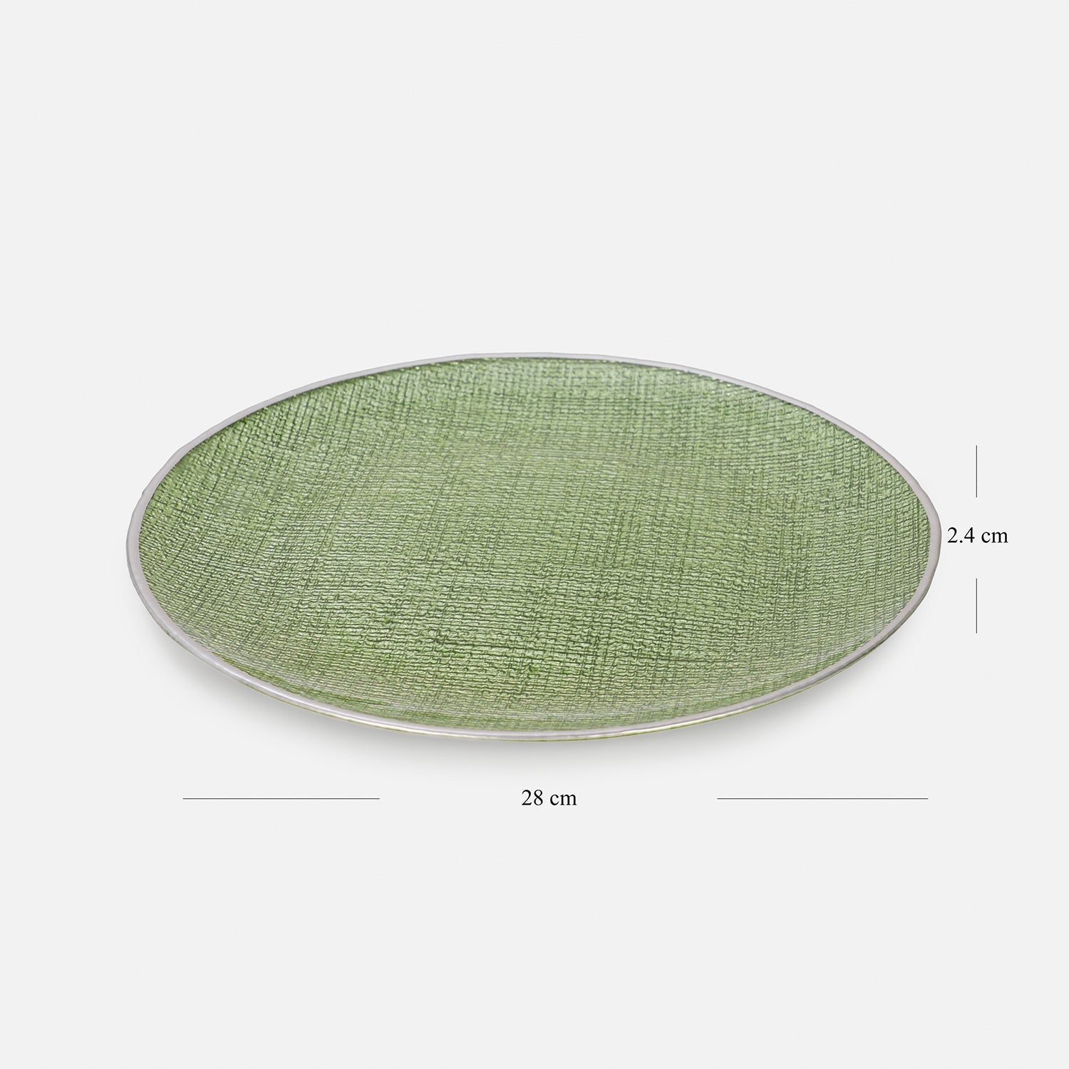 Set of 2 Green Fabric Textured Dinner Plates