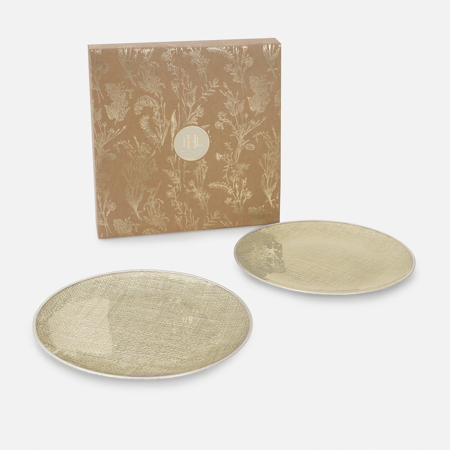 Set of 2 Beige Fabric Textured Dinner Plates