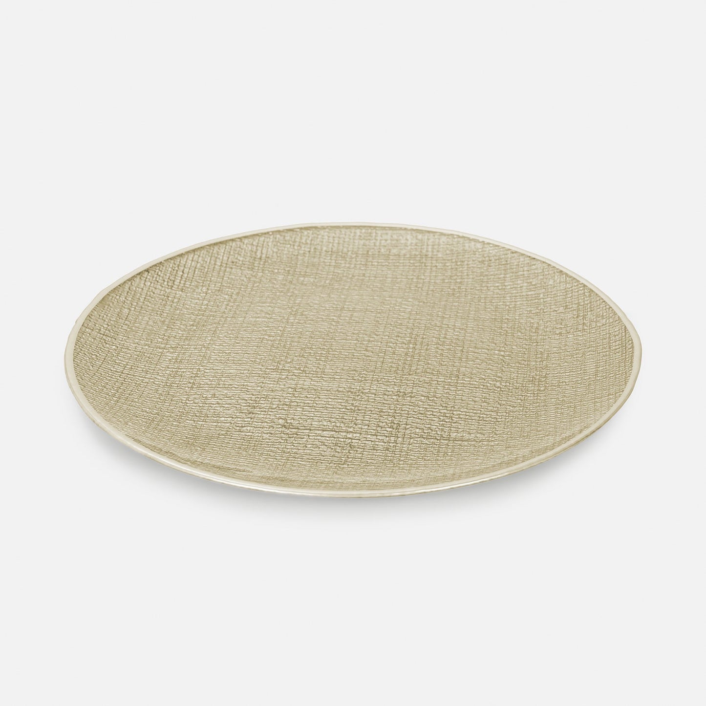Set of 2 Beige Fabric Textured Dinner Plates