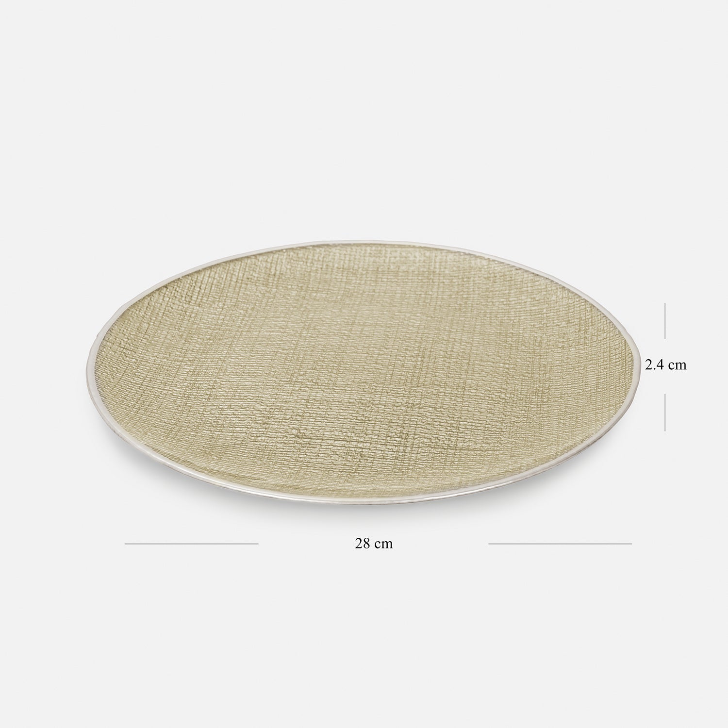Set of 2 Beige Fabric Textured Dinner Plates