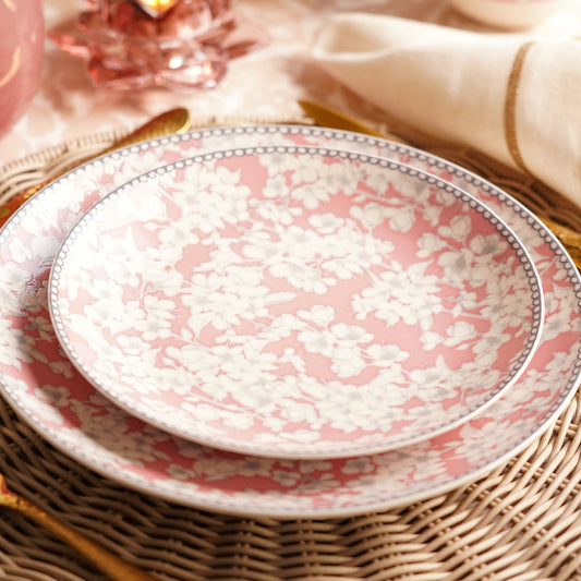 Pink Floral Print Ceramic Dessert Plates