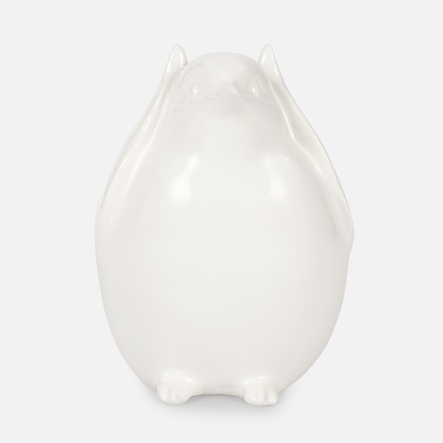 Ivory Polyresin Sparrow Figurine With Closed Ears