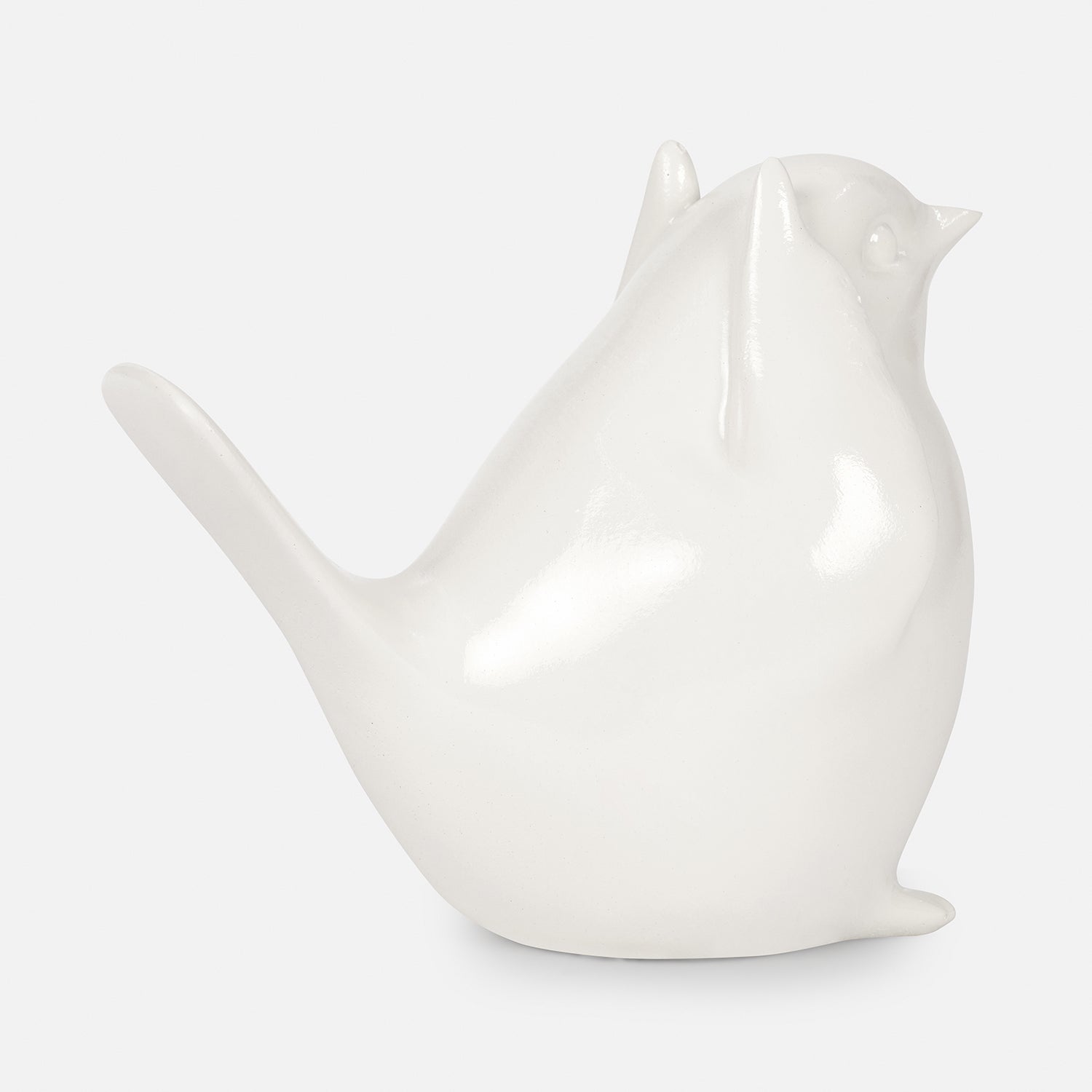 Ivory Polyresin Sparrow Figurine With Closed Ears