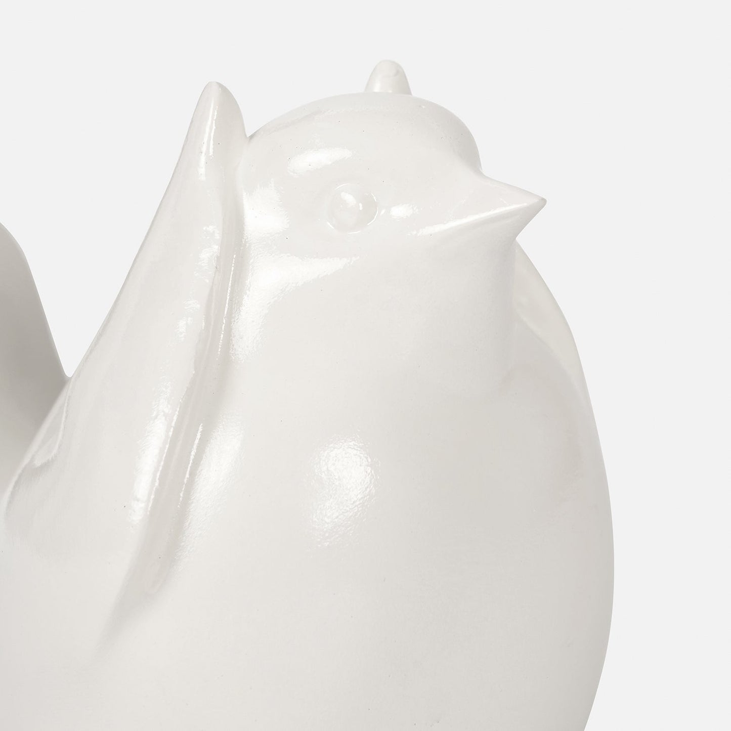 Ivory Polyresin Sparrow Figurine With Closed Ears