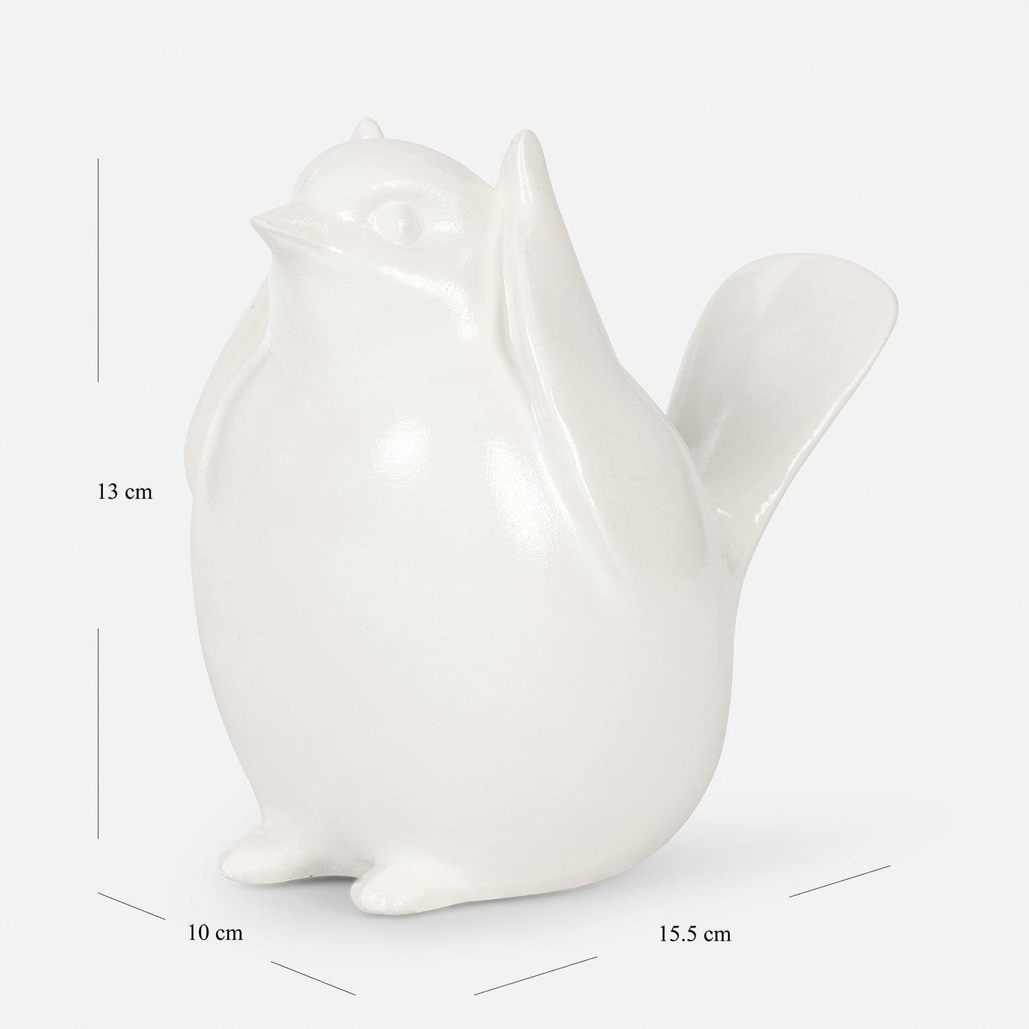 Ivory Polyresin Sparrow Figurine With Closed Ears