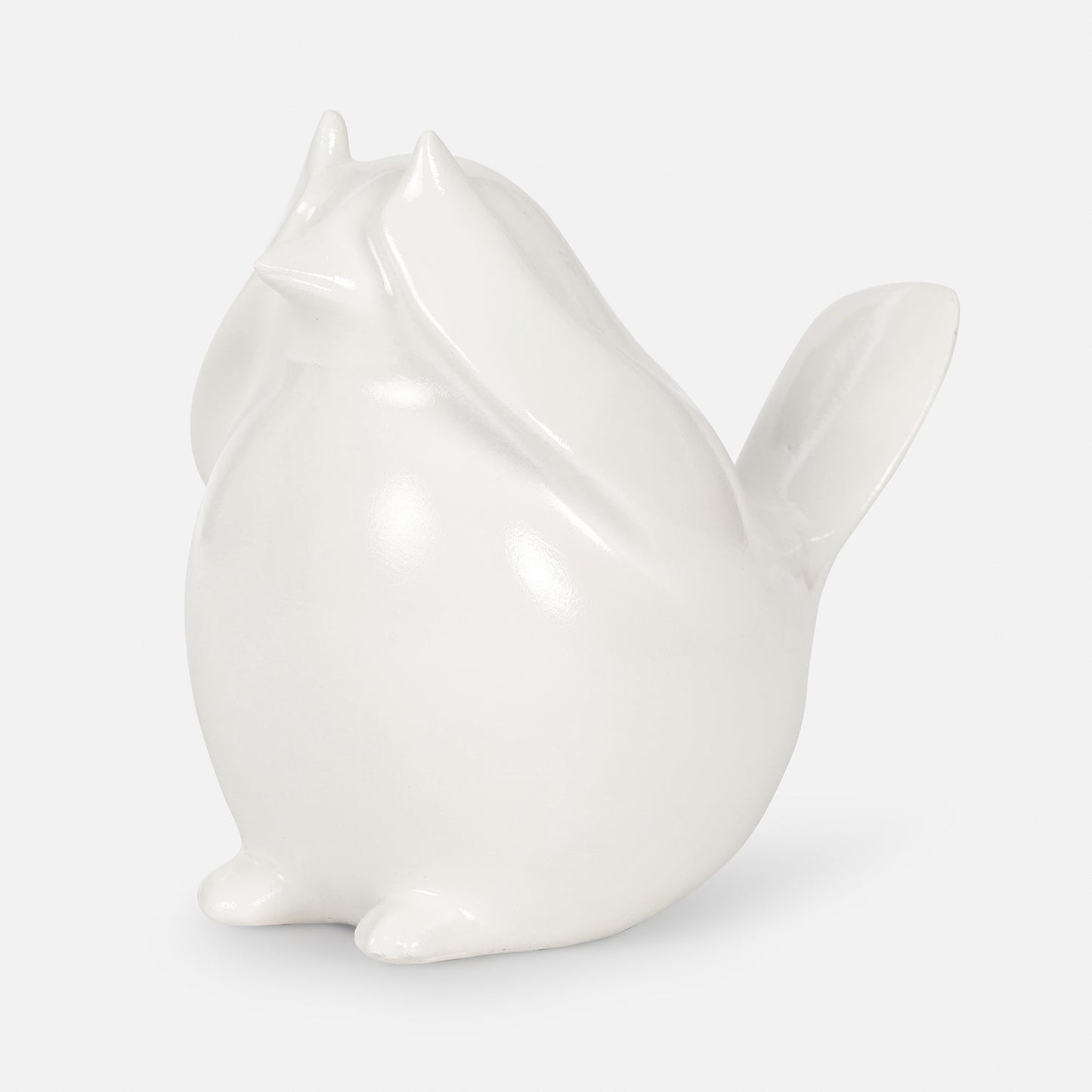 Ivory Polyresin Sparrow Figurine With Closed Eyes