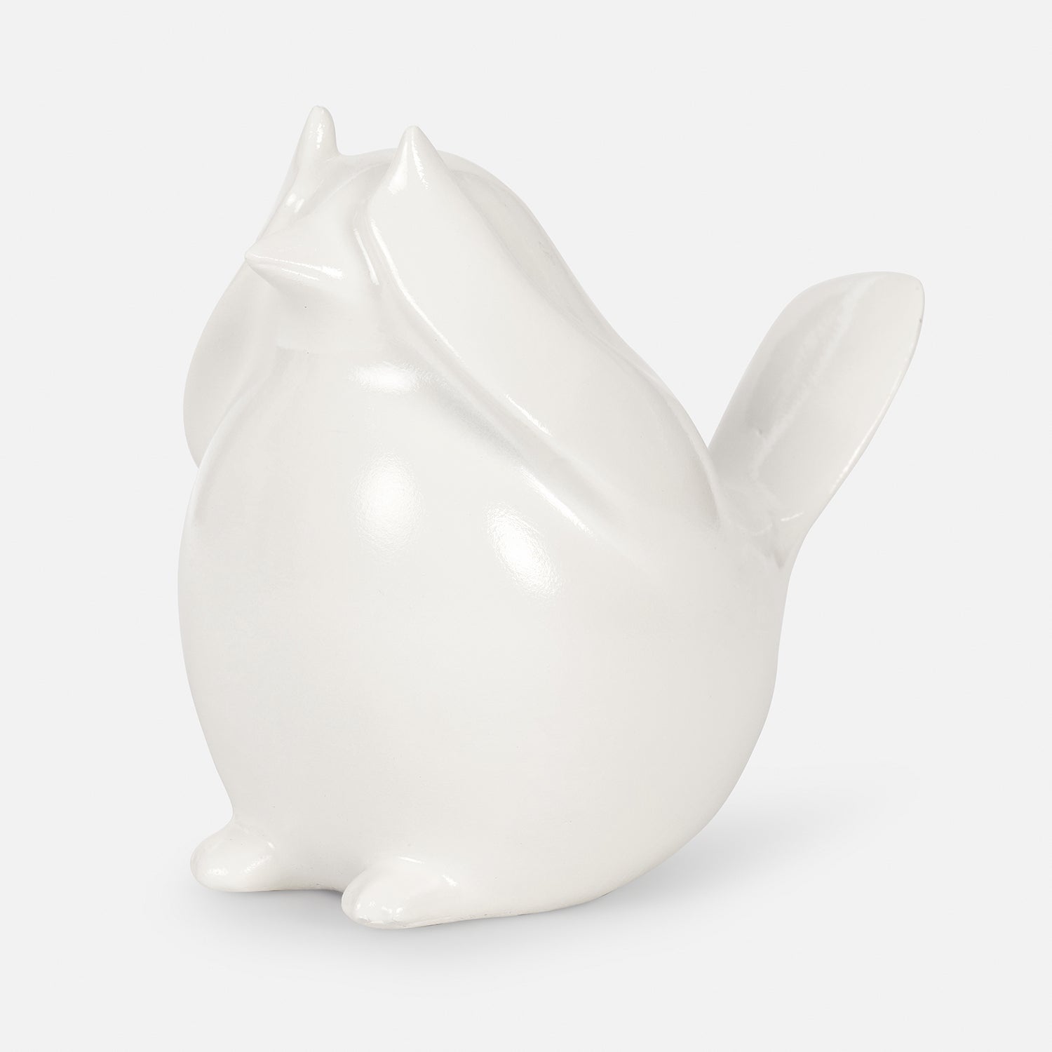 Ivory Polyresin Sparrow Figurine With Closed Eyes