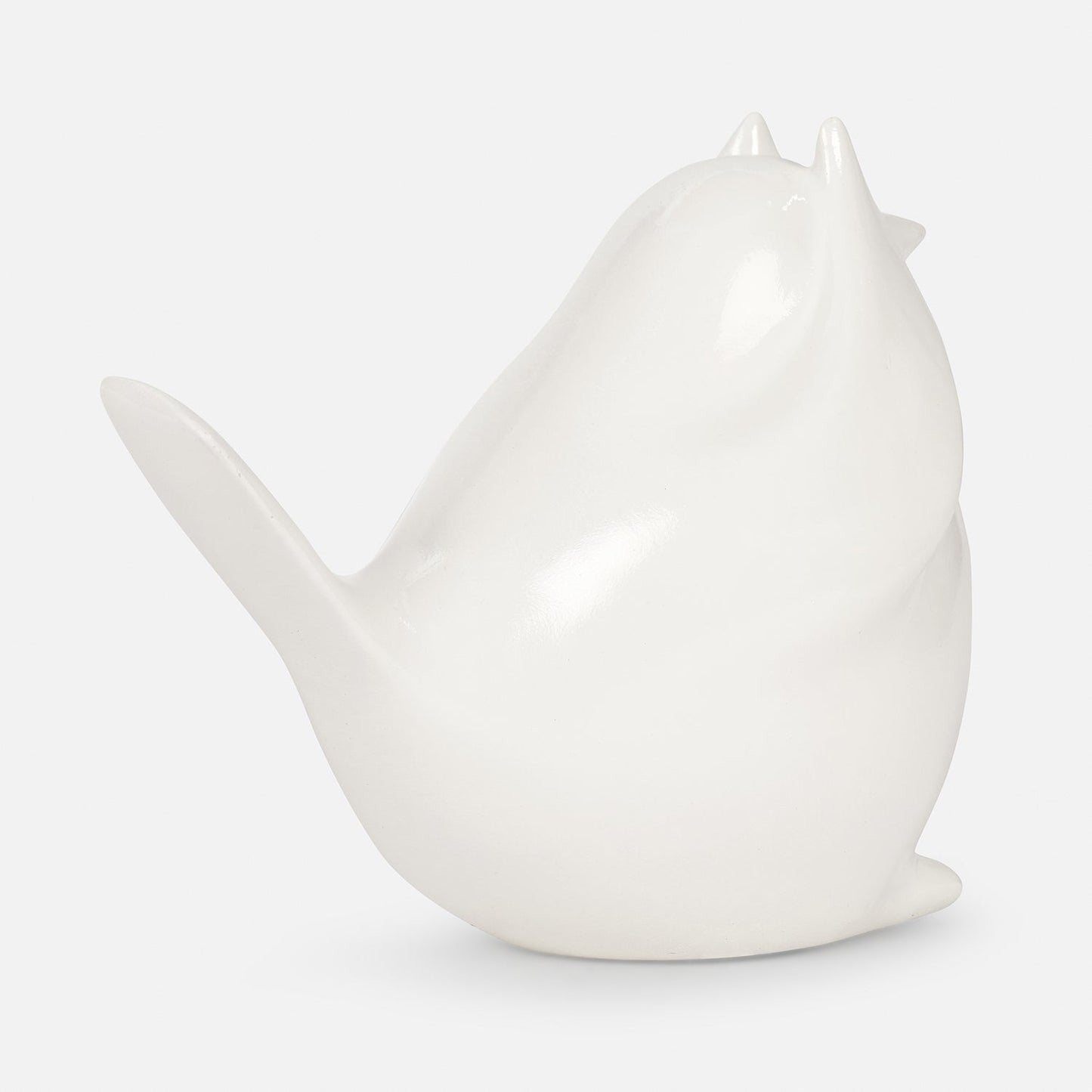 Ivory Polyresin Sparrow Figurine With Closed Eyes