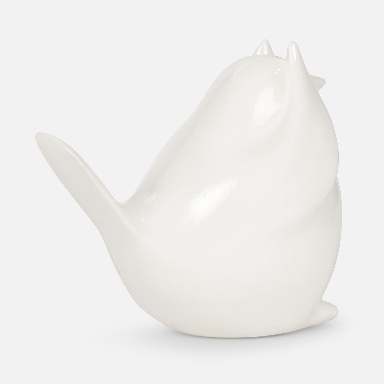Ivory Polyresin Sparrow Figurine With Closed Eyes