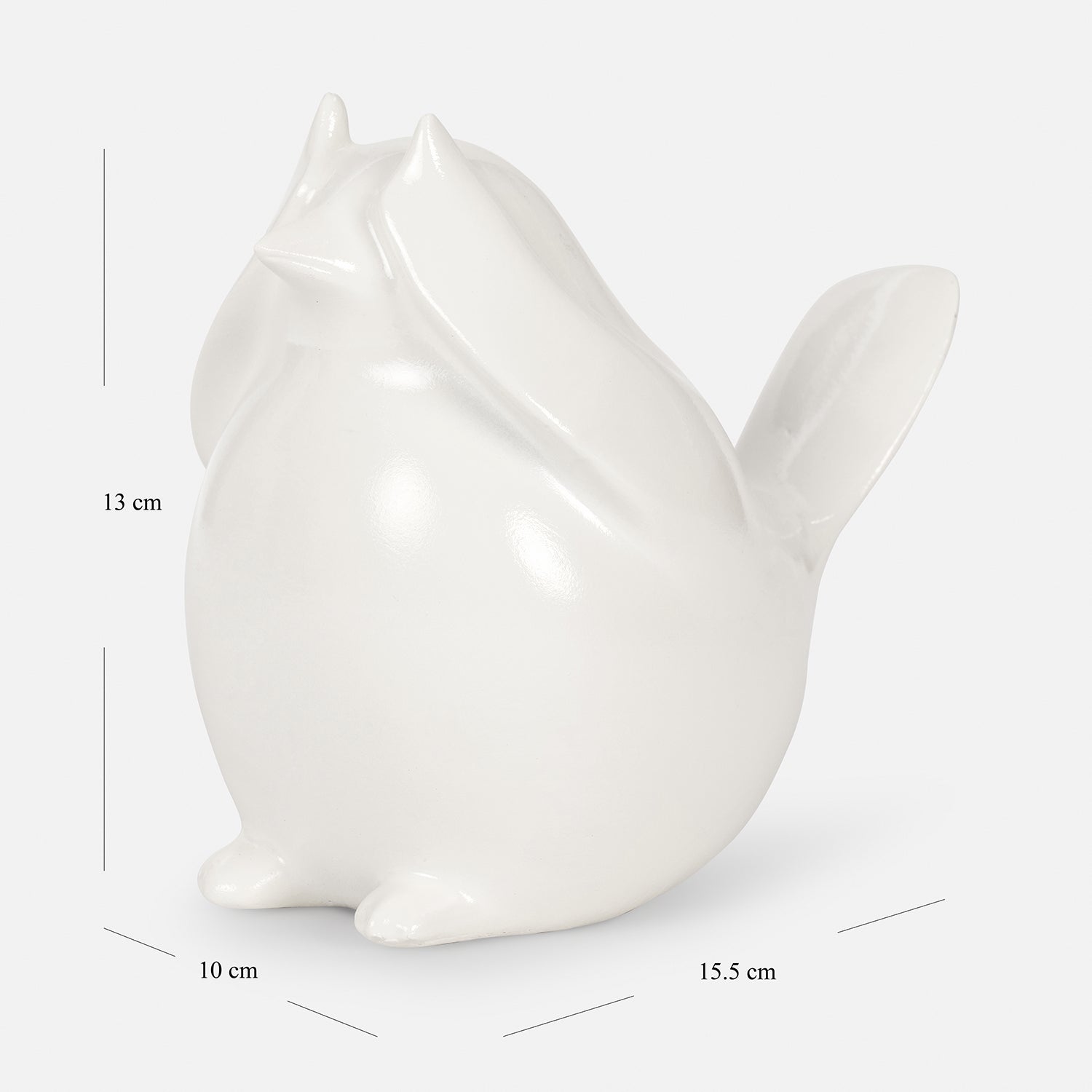 Ivory Polyresin Sparrow Figurine With Closed Eyes