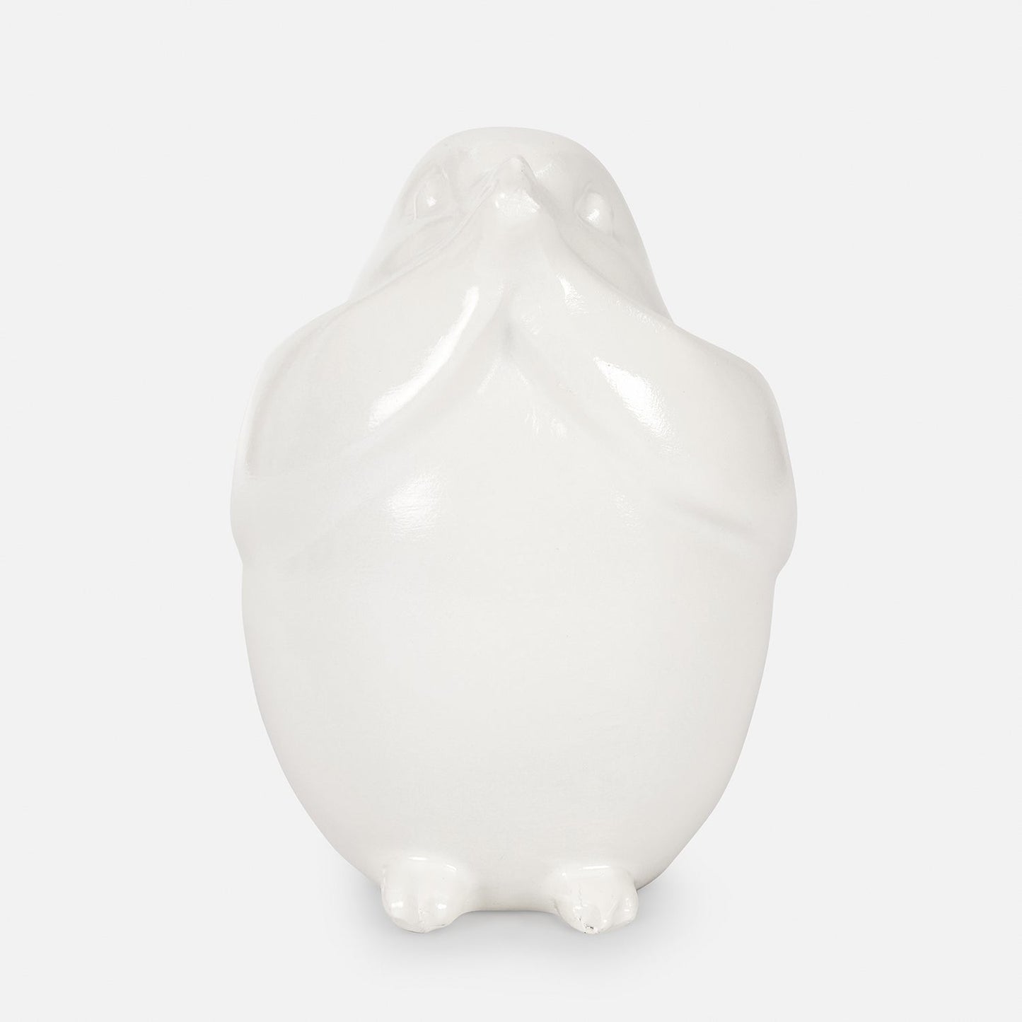 Ivory Polyresin Sparrow Figurine With Closed Mouth