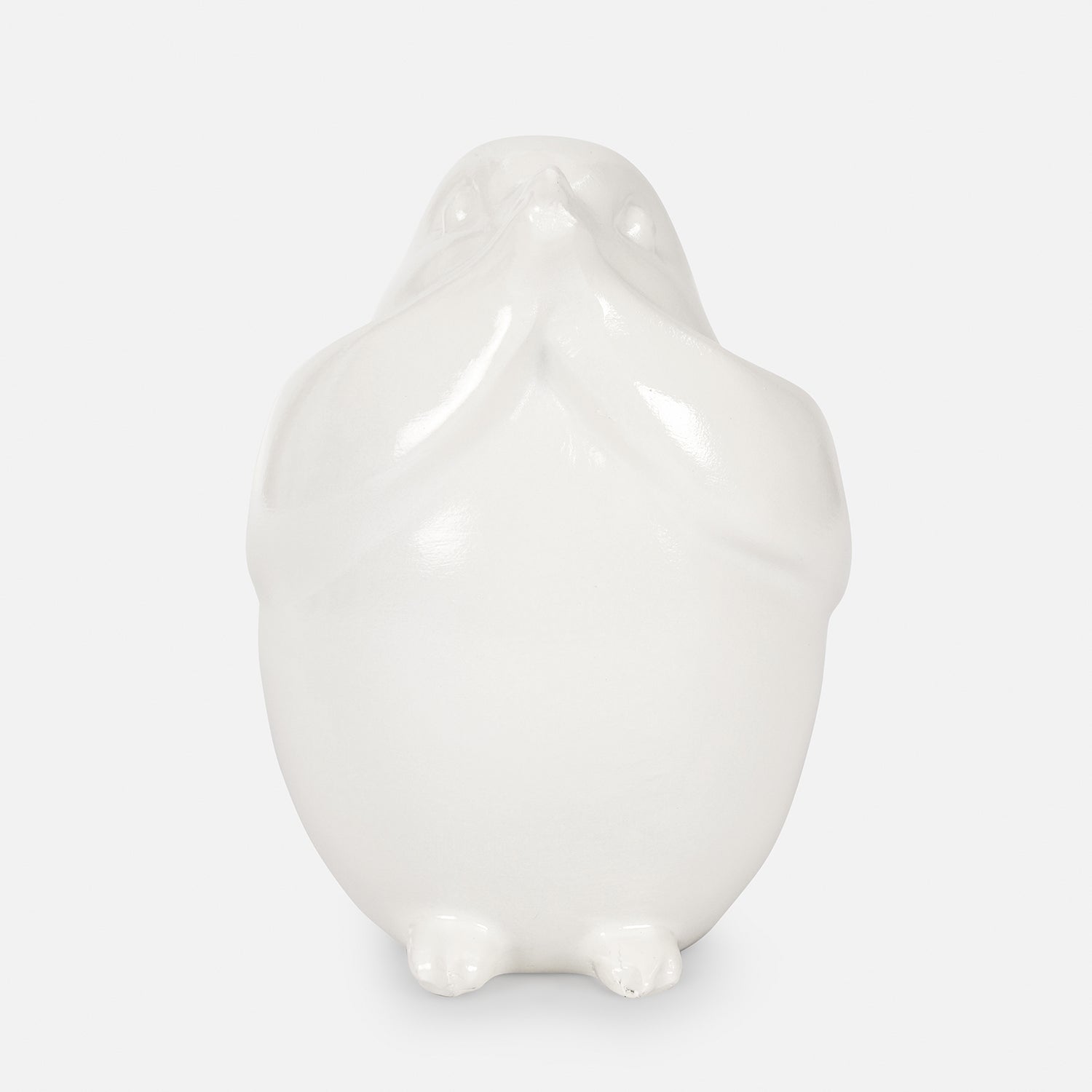 Ivory Polyresin Sparrow Figurine With Closed Mouth