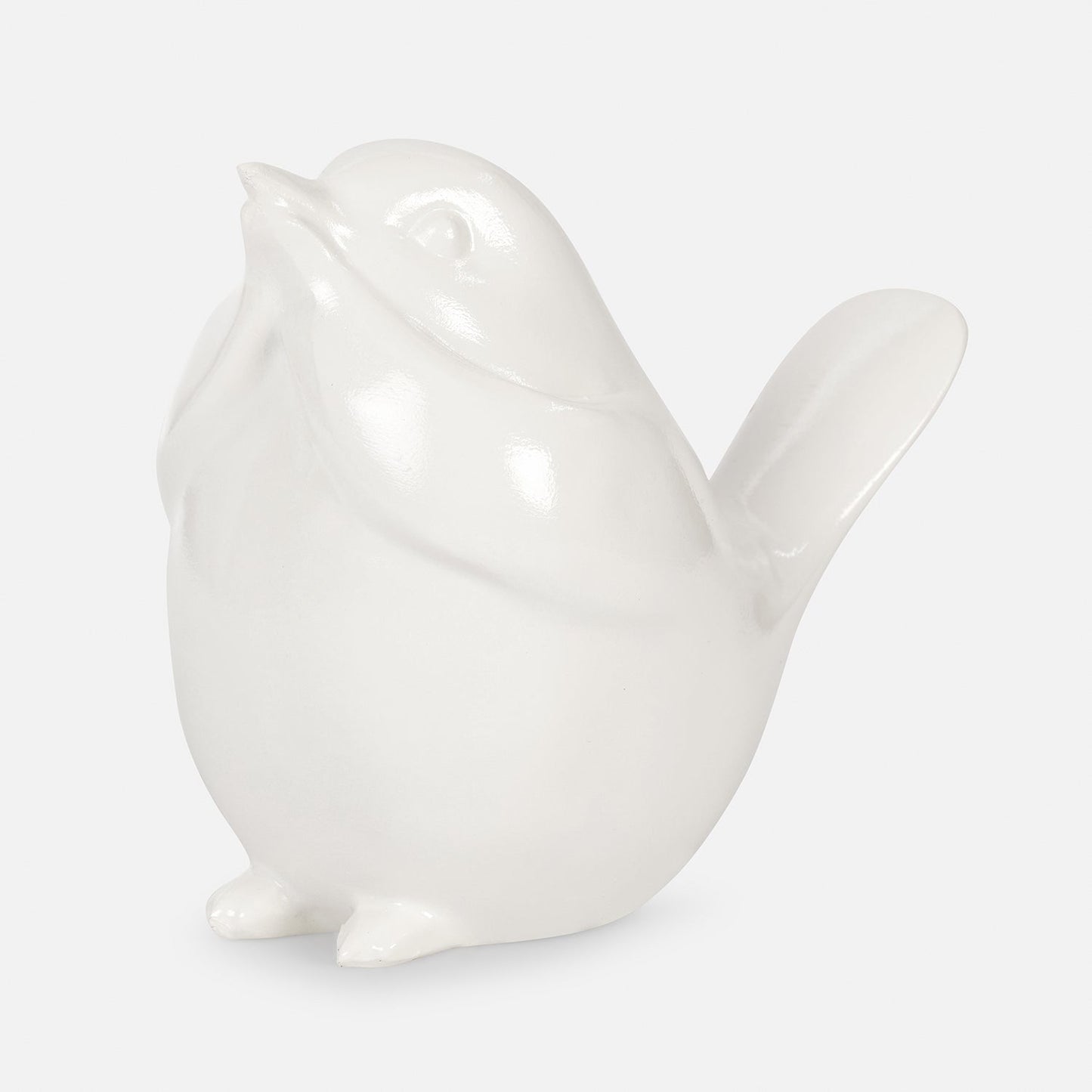 Ivory Polyresin Sparrow Figurine With Closed Mouth