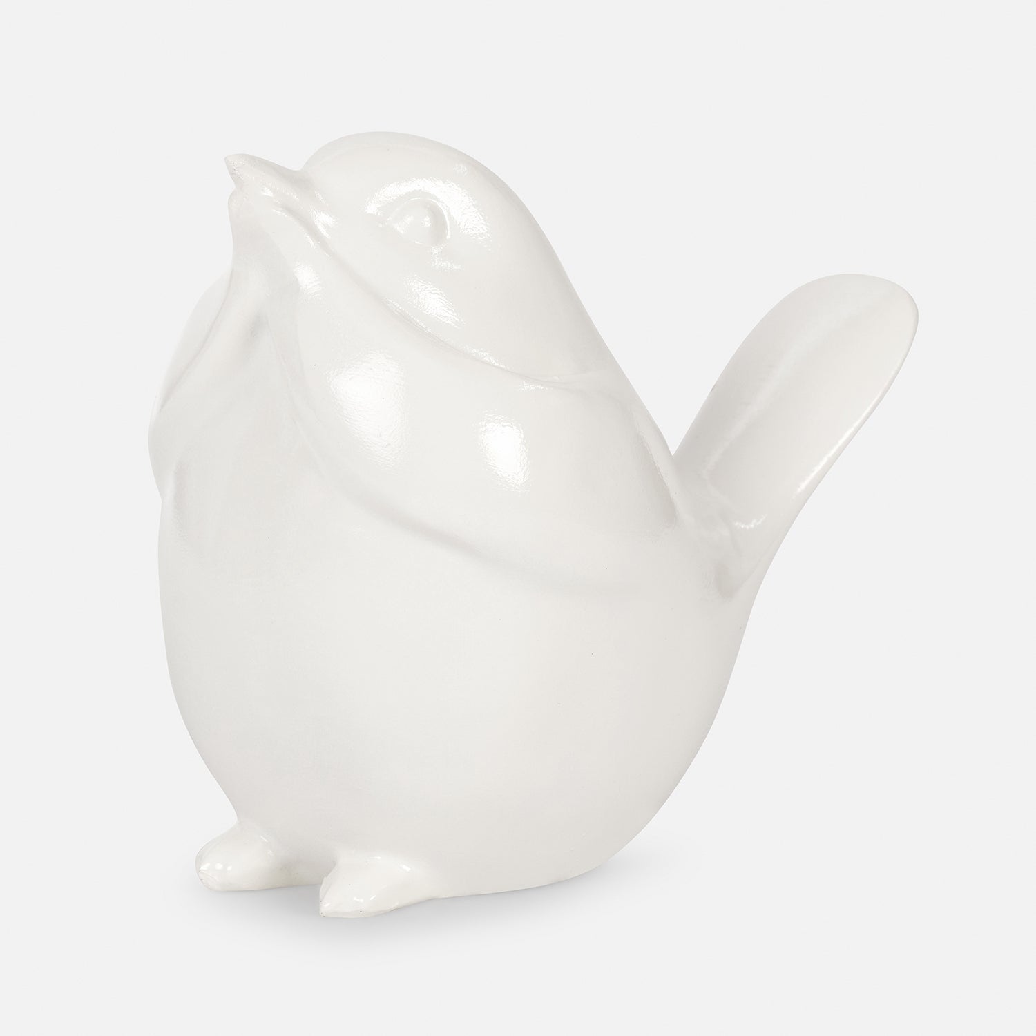 Ivory Polyresin Sparrow Figurine With Closed Mouth