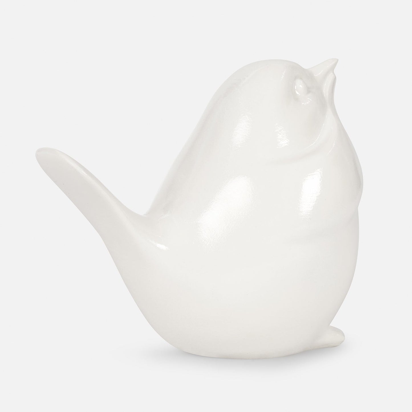 Ivory Polyresin Sparrow Figurine With Closed Mouth