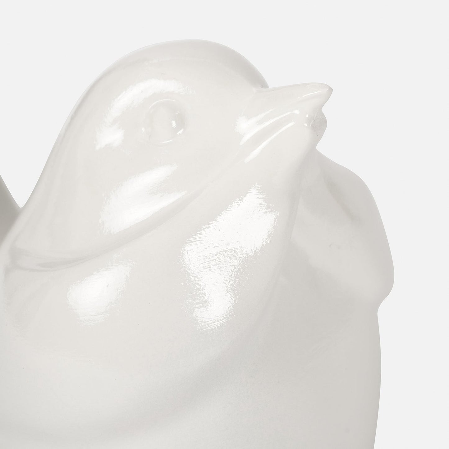 Ivory Polyresin Sparrow Figurine With Closed Mouth