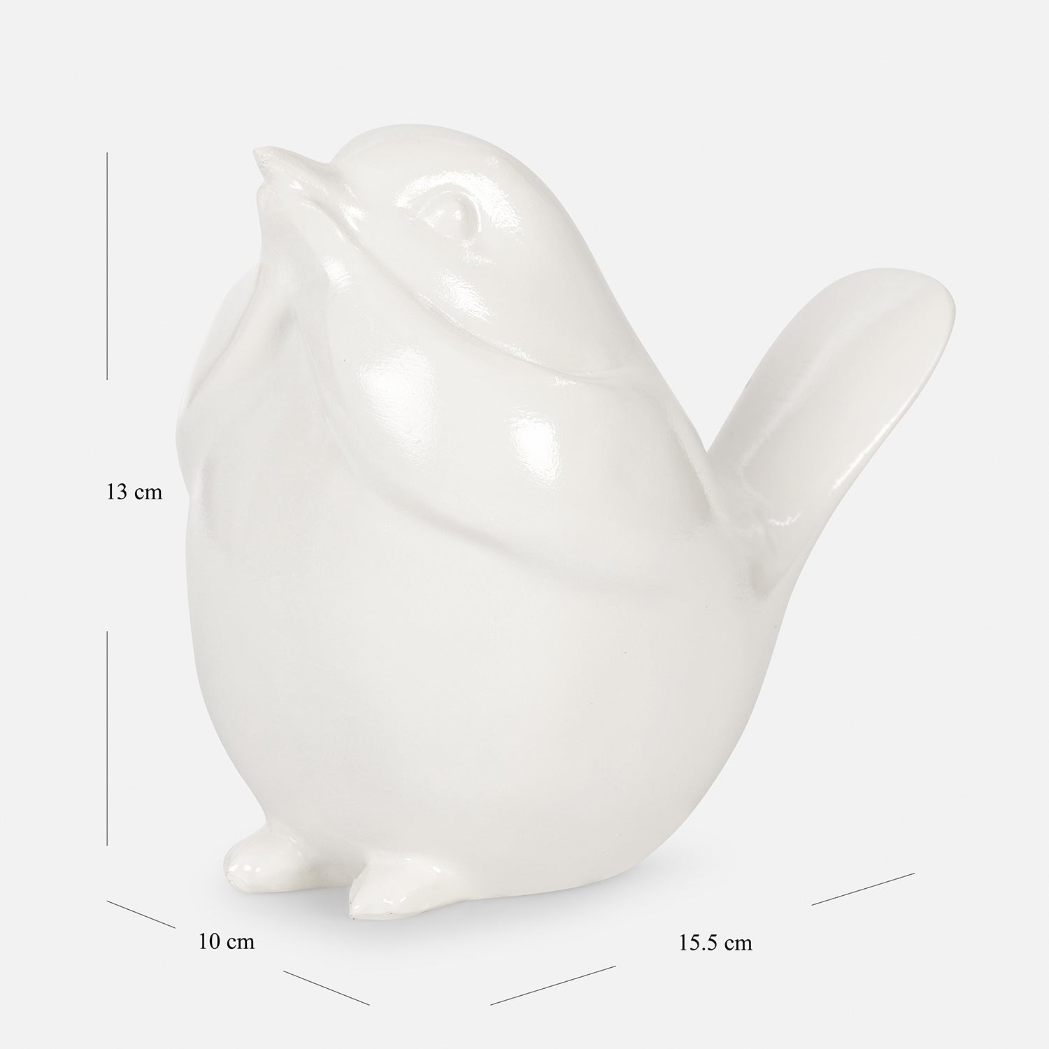 Ivory Polyresin Sparrow Figurine With Closed Mouth
