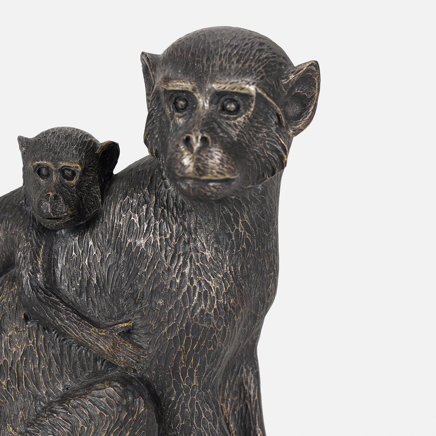 Black Polyresin Sitting Mother & Baby Monkey