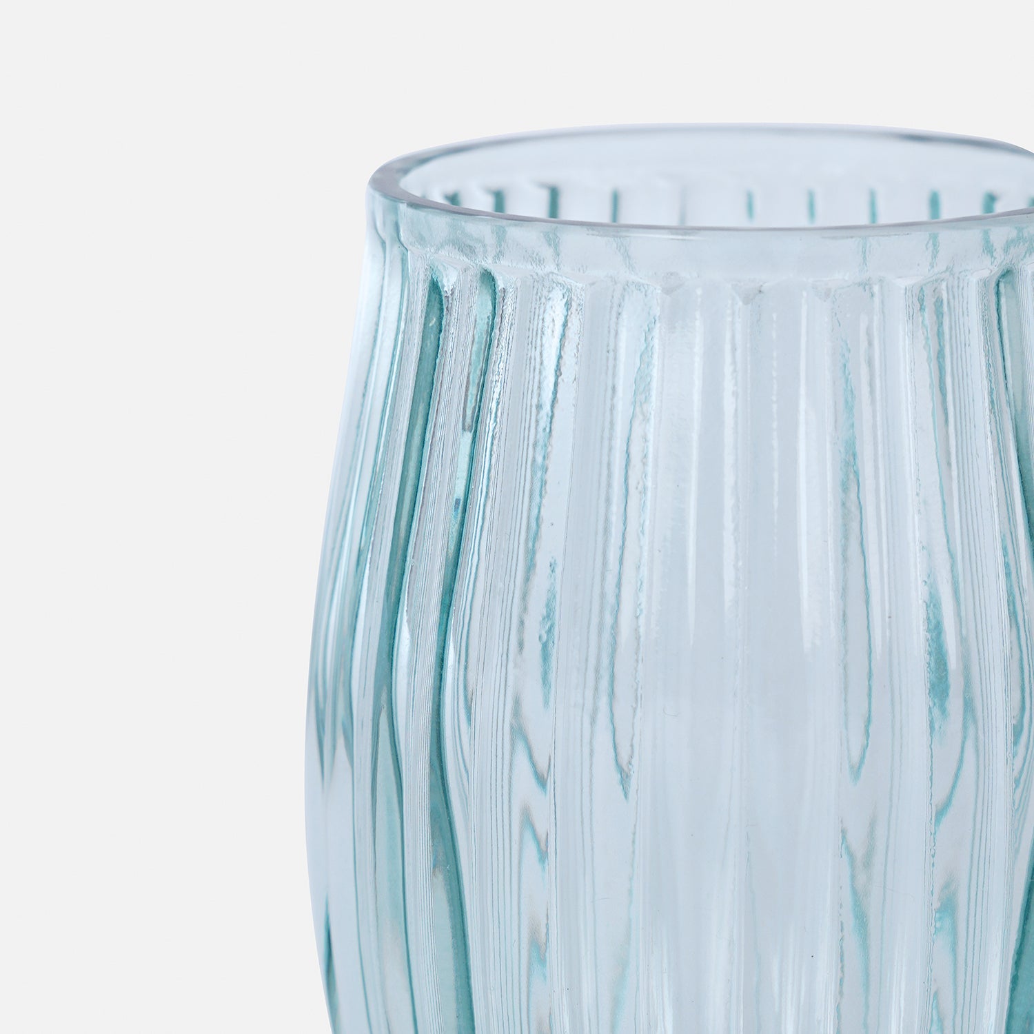 Blue Ribbed Glass Toothbrush Holder