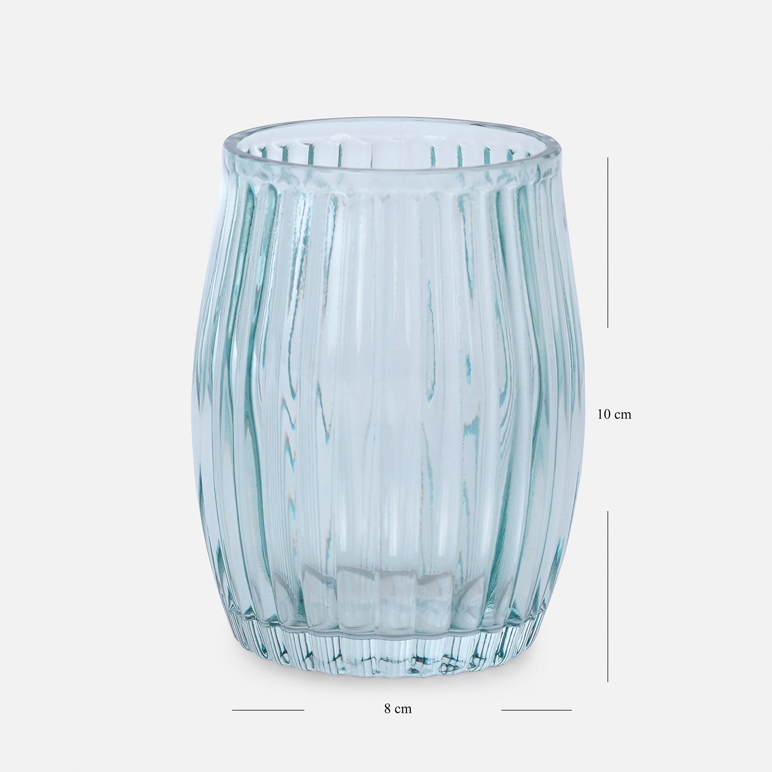 Blue Ribbed Glass Toothbrush Holder