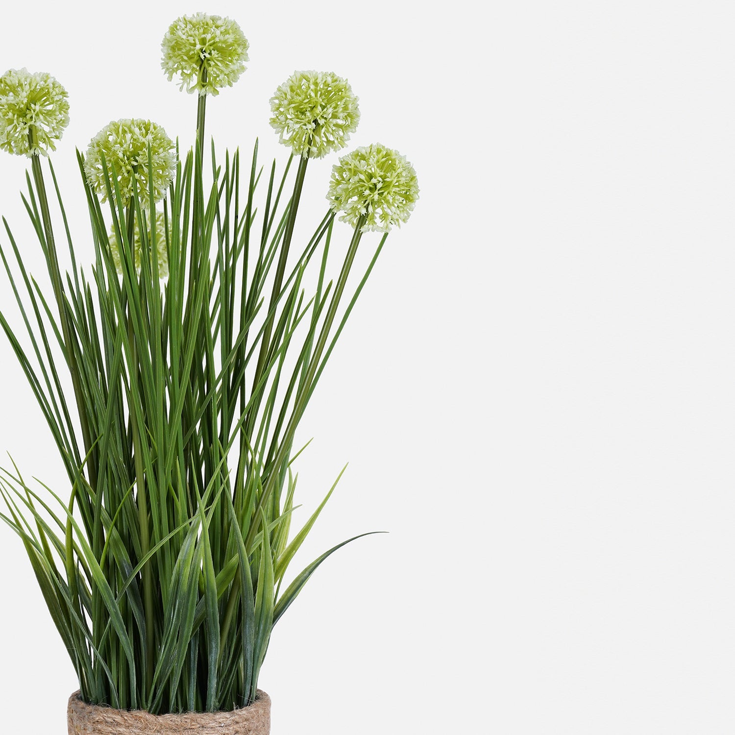 Green Artificial Onion Flower with Rattan Basket