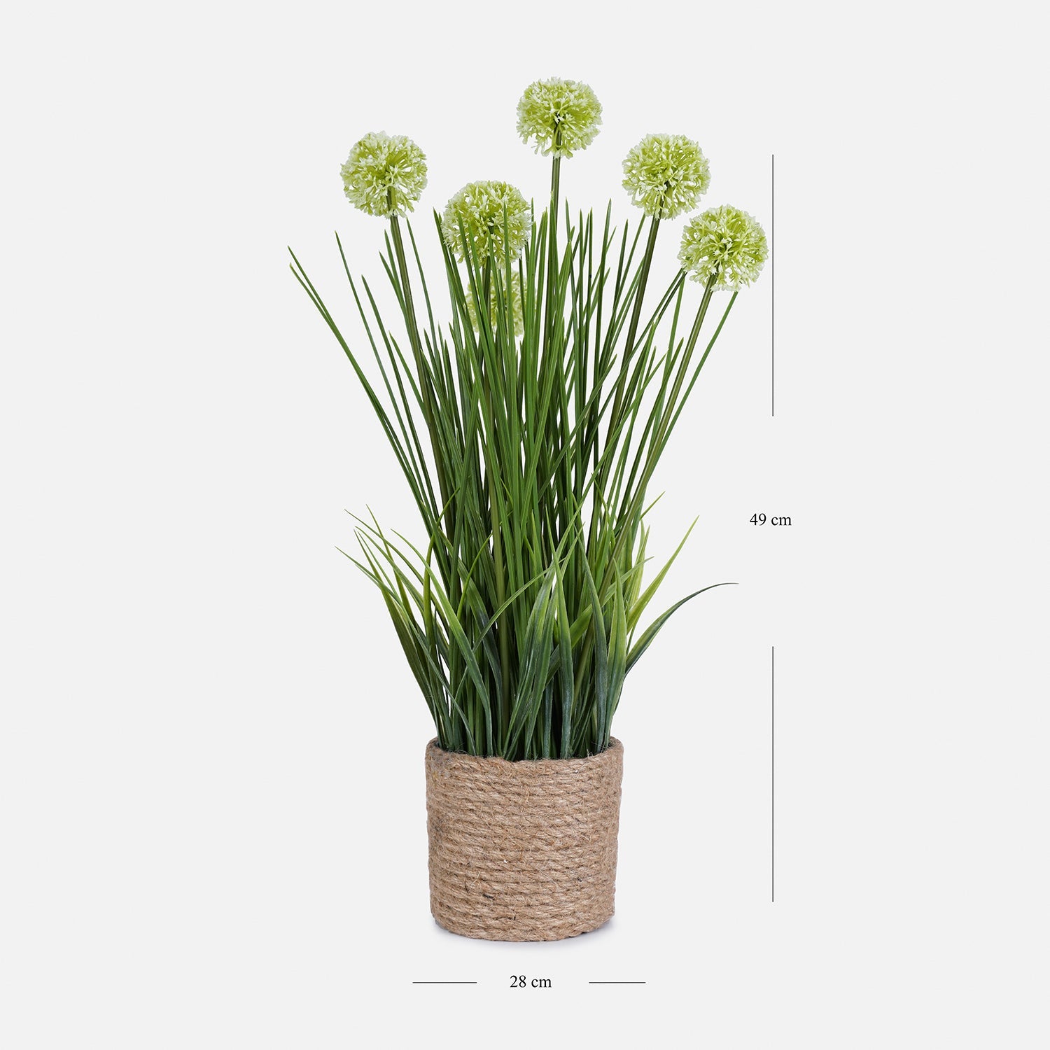 Green Artificial Onion Flower with Rattan Basket
