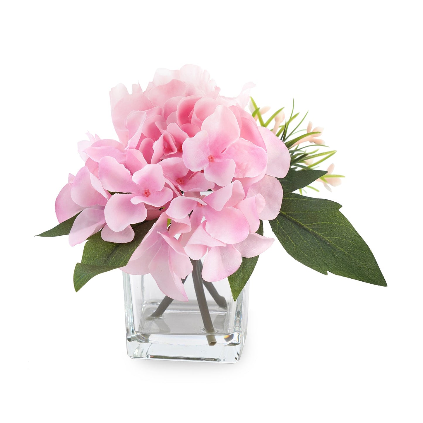 Light Pink Artificial Peony with Glass Vase