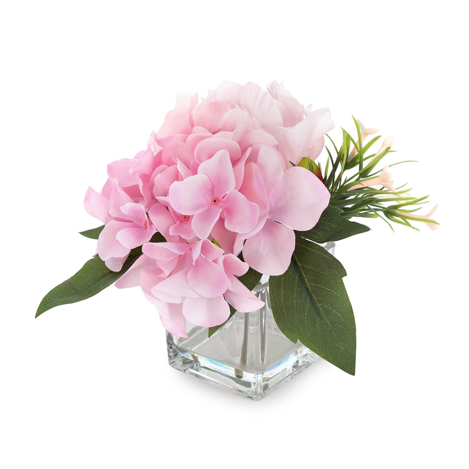 Light Pink Artificial Peony with Glass Vase