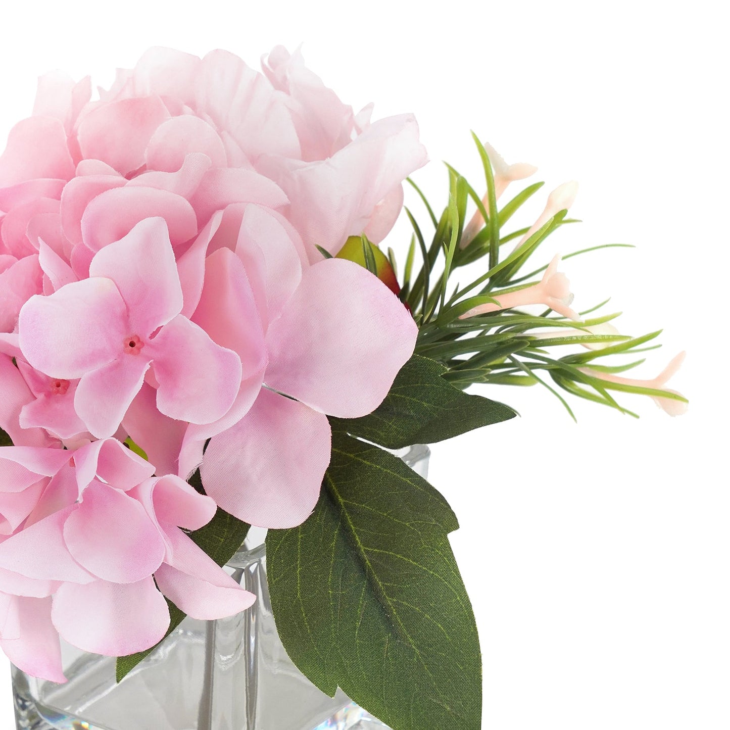Light Pink Artificial Peony with Glass Vase