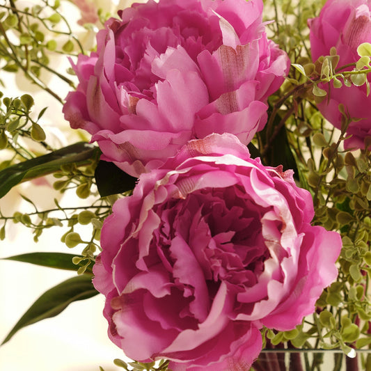Dark Pink Artificial Peony Flower Stem - Single