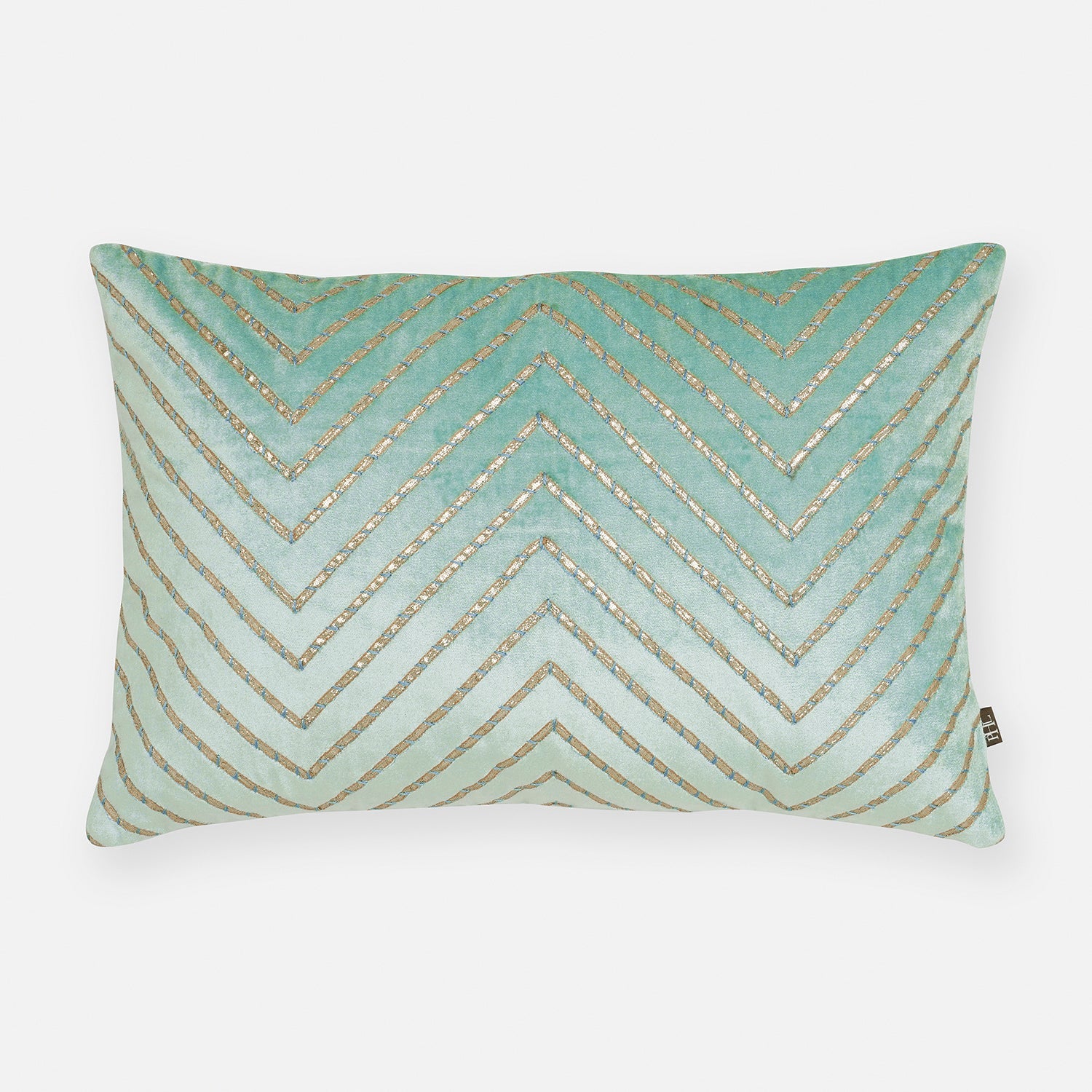 Blue Gotta Patti Embroidery Velvet Cushion Cover