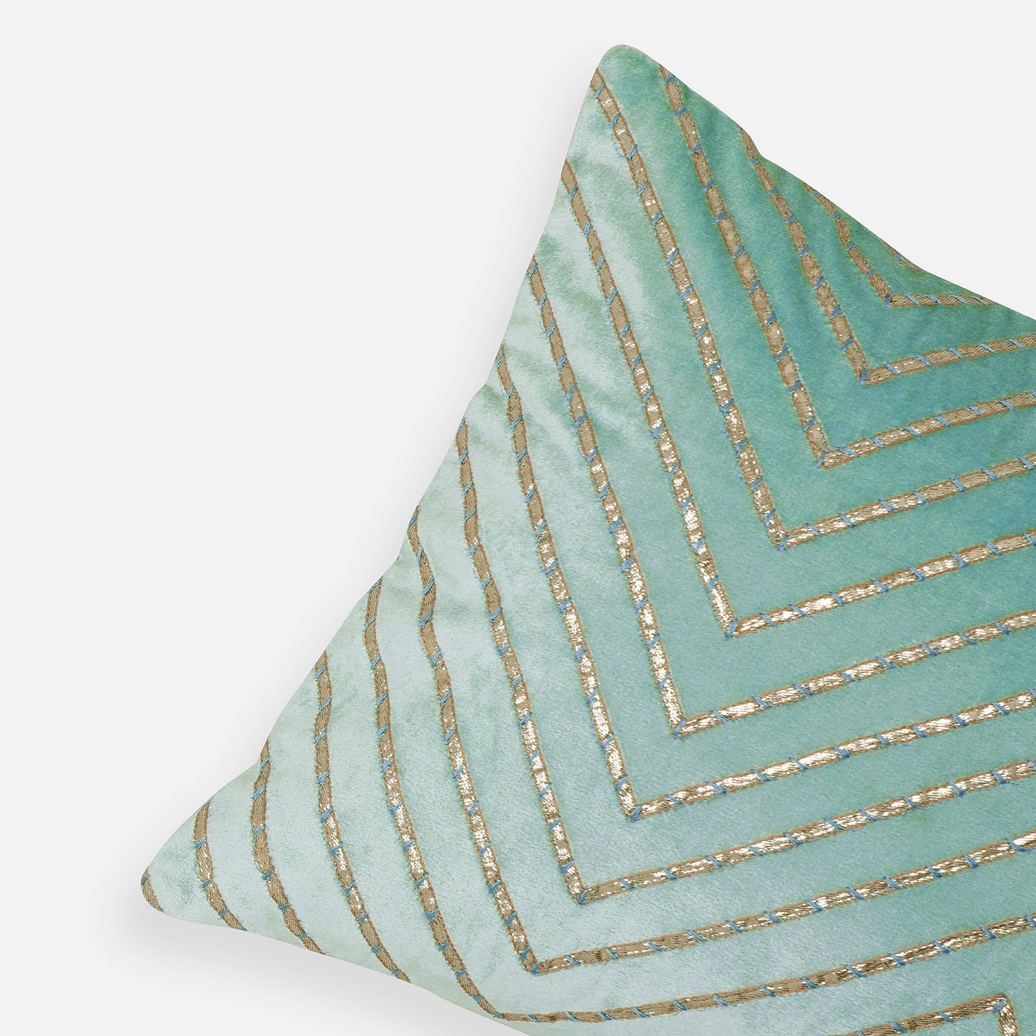 Blue Gotta Patti Embroidery Velvet Cushion Cover