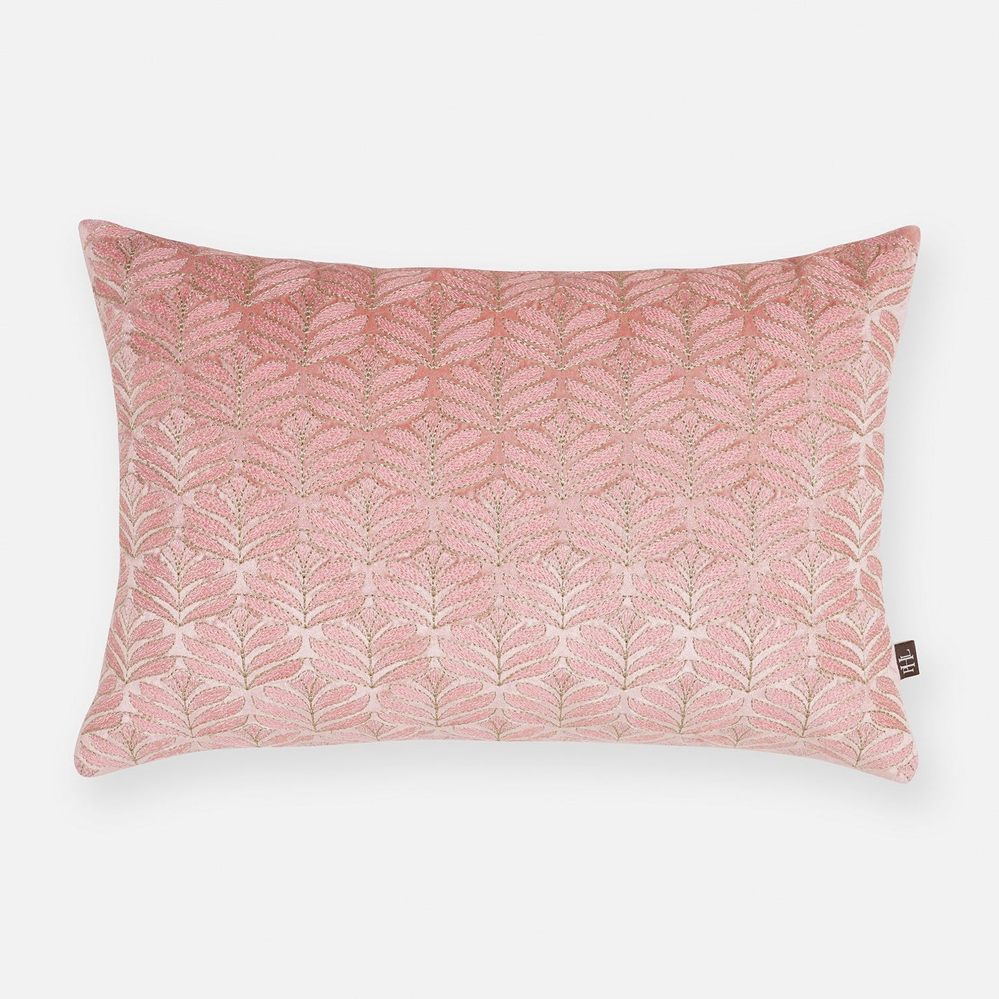Pink Embroidered Velvet Rectangular Cushion Cover