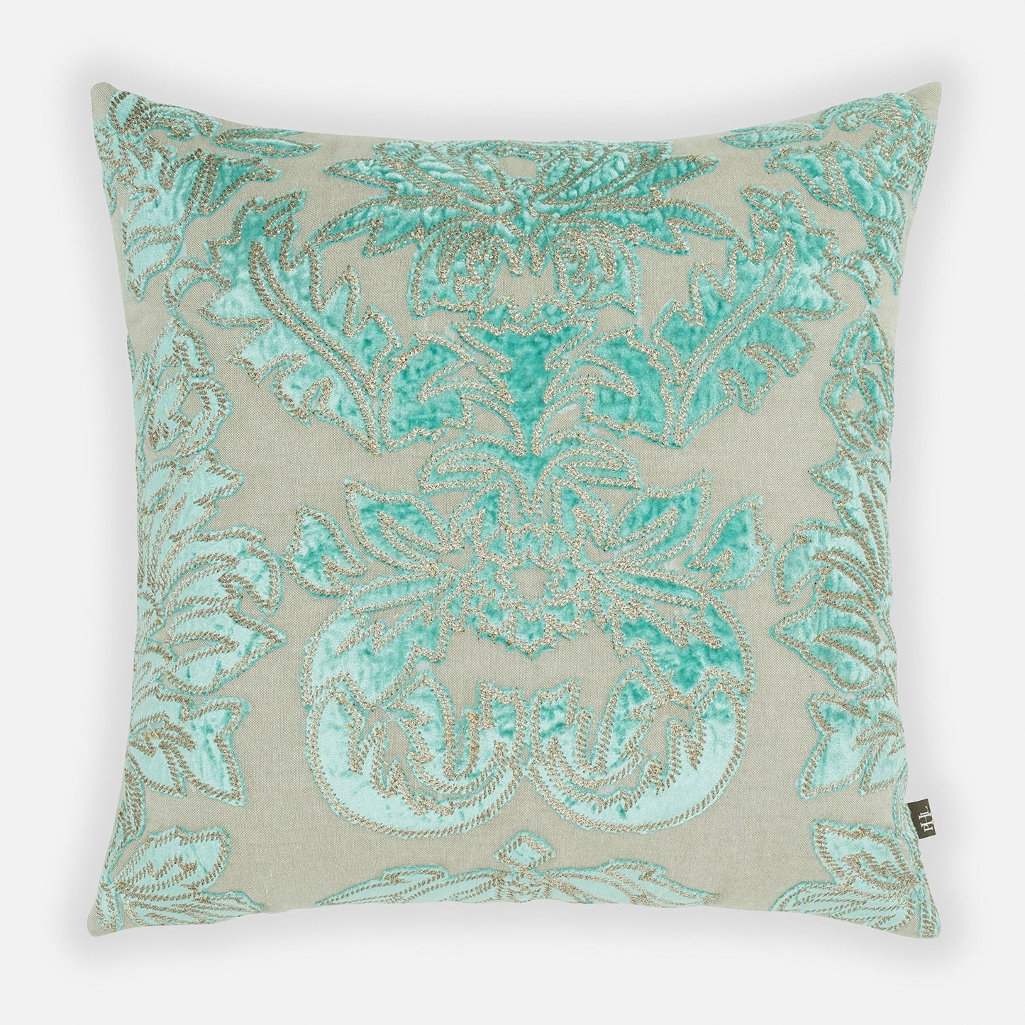 Blue Applique Work Square Cushion Cover