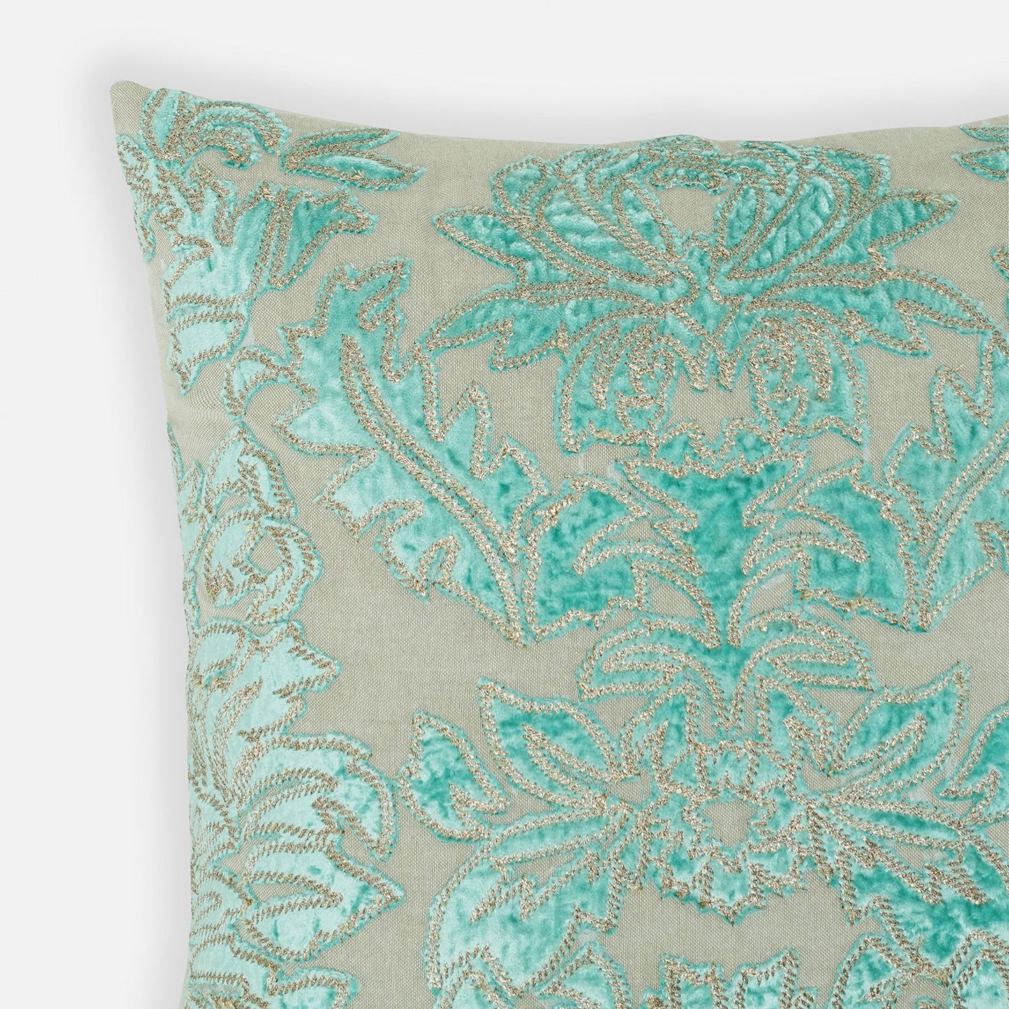 Blue Applique Work Square Cushion Cover