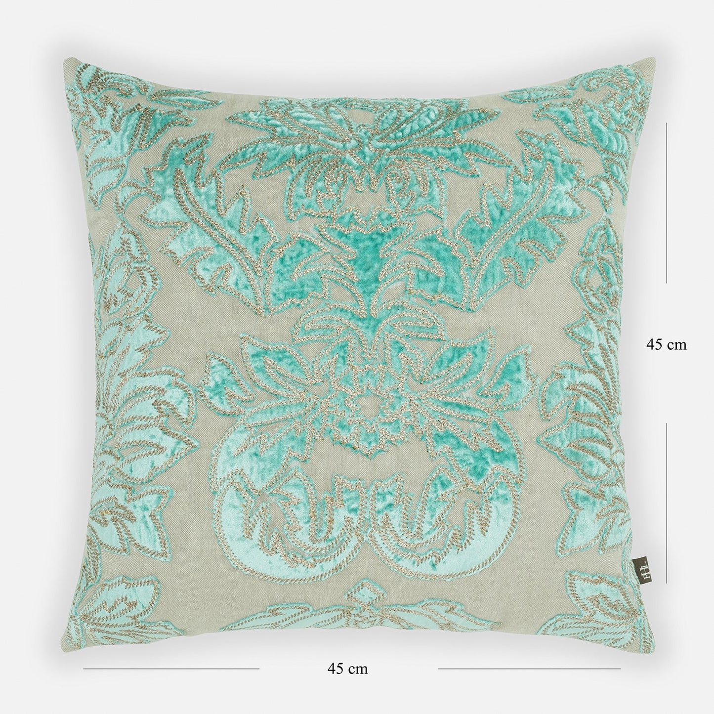 Blue Applique Work Square Cushion Cover