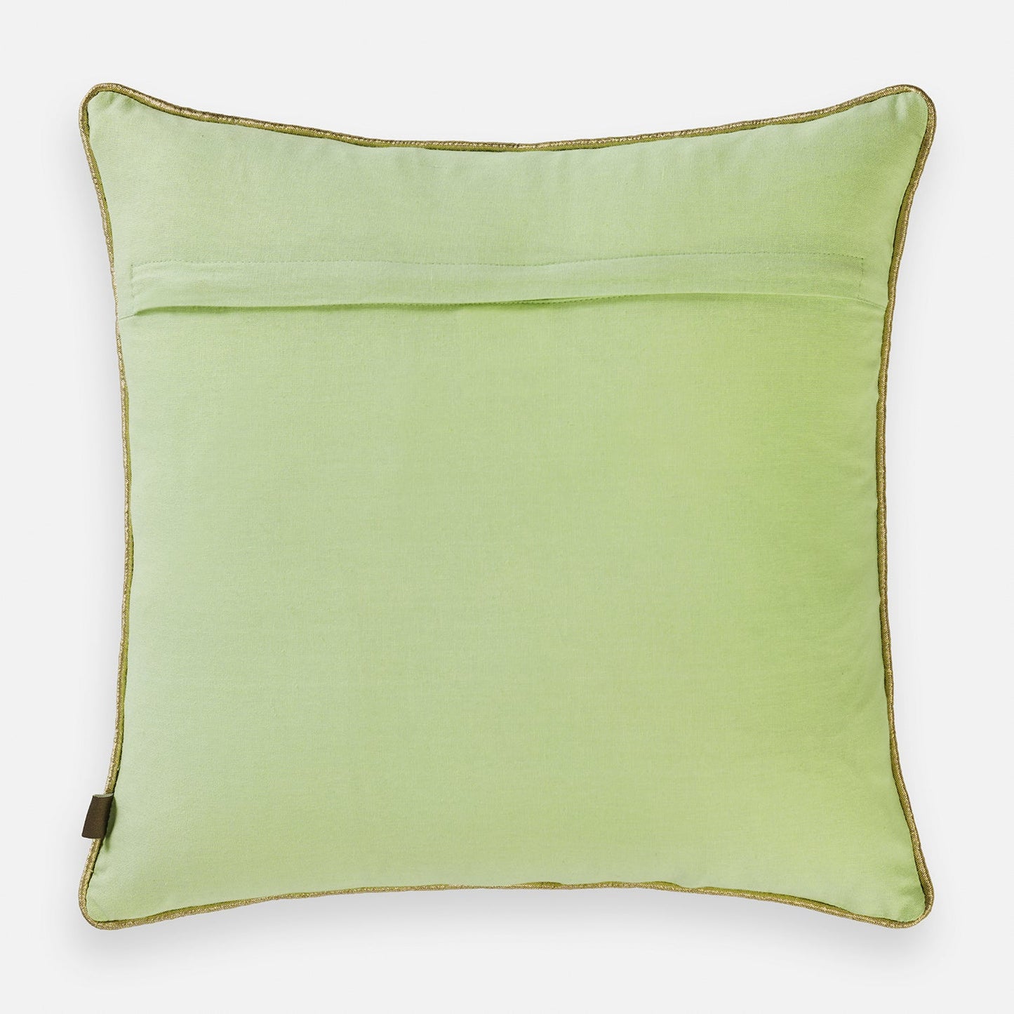 Green Floral Motif Embroidered Square Cushion Cover