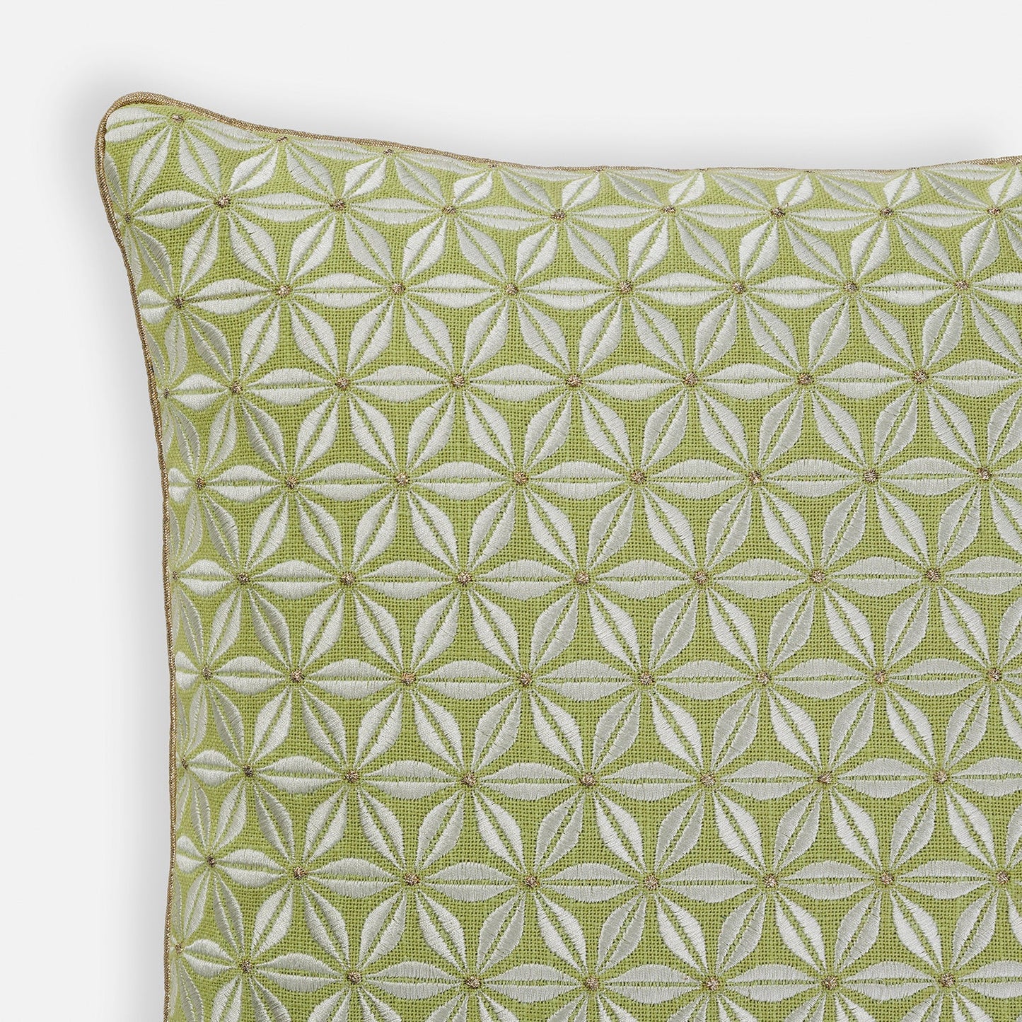Green Floral Motif Embroidered Square Cushion Cover