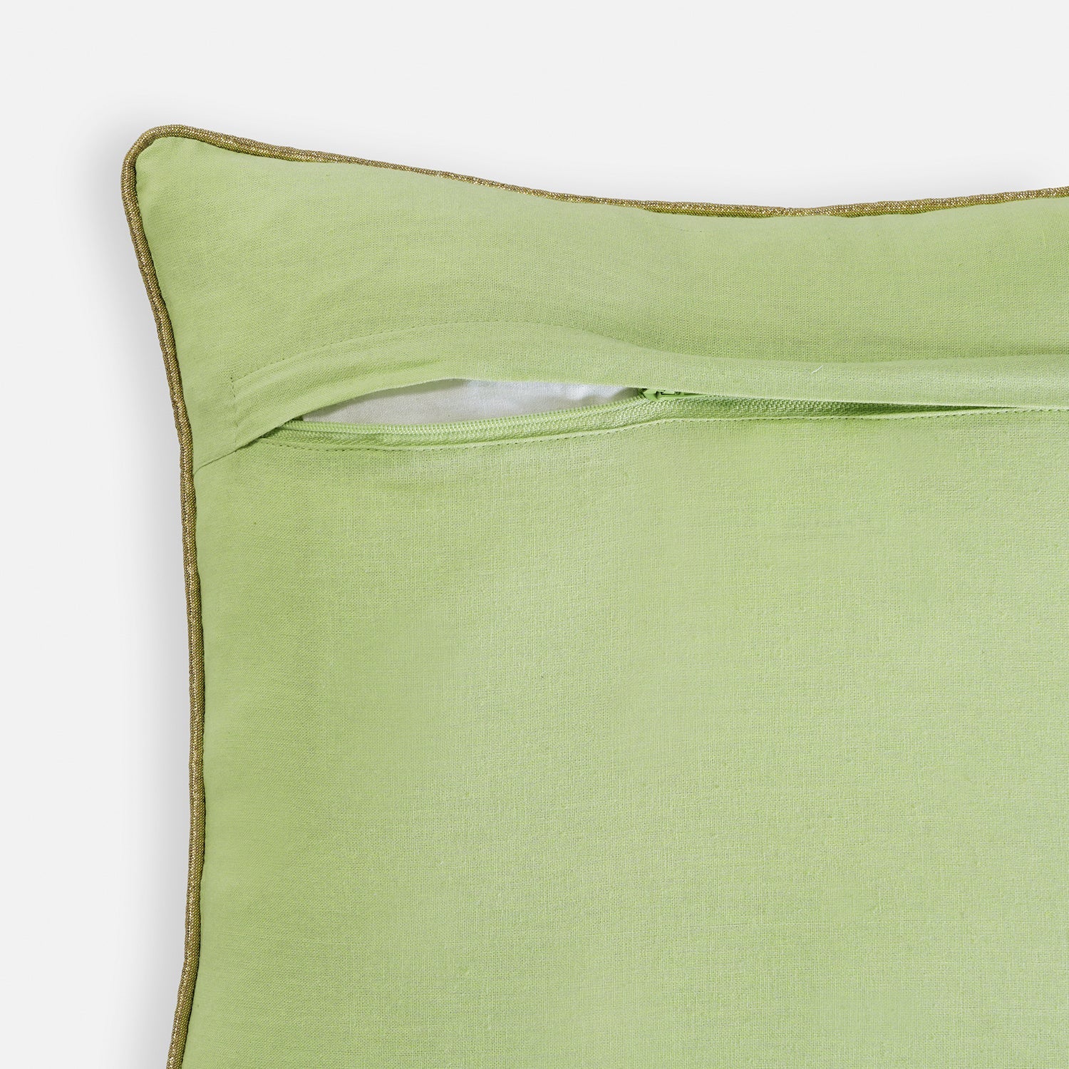 Green Floral Motif Embroidered Square Cushion Cover