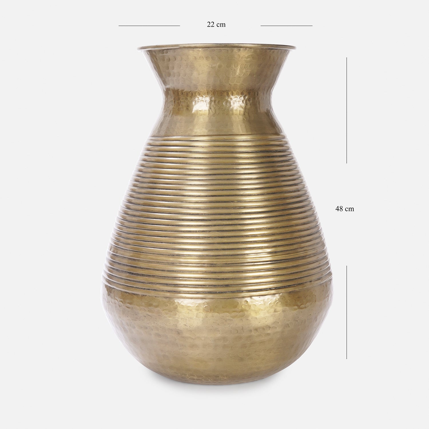 Brown Antique Finish Ribbed Aluminium Pot - Large