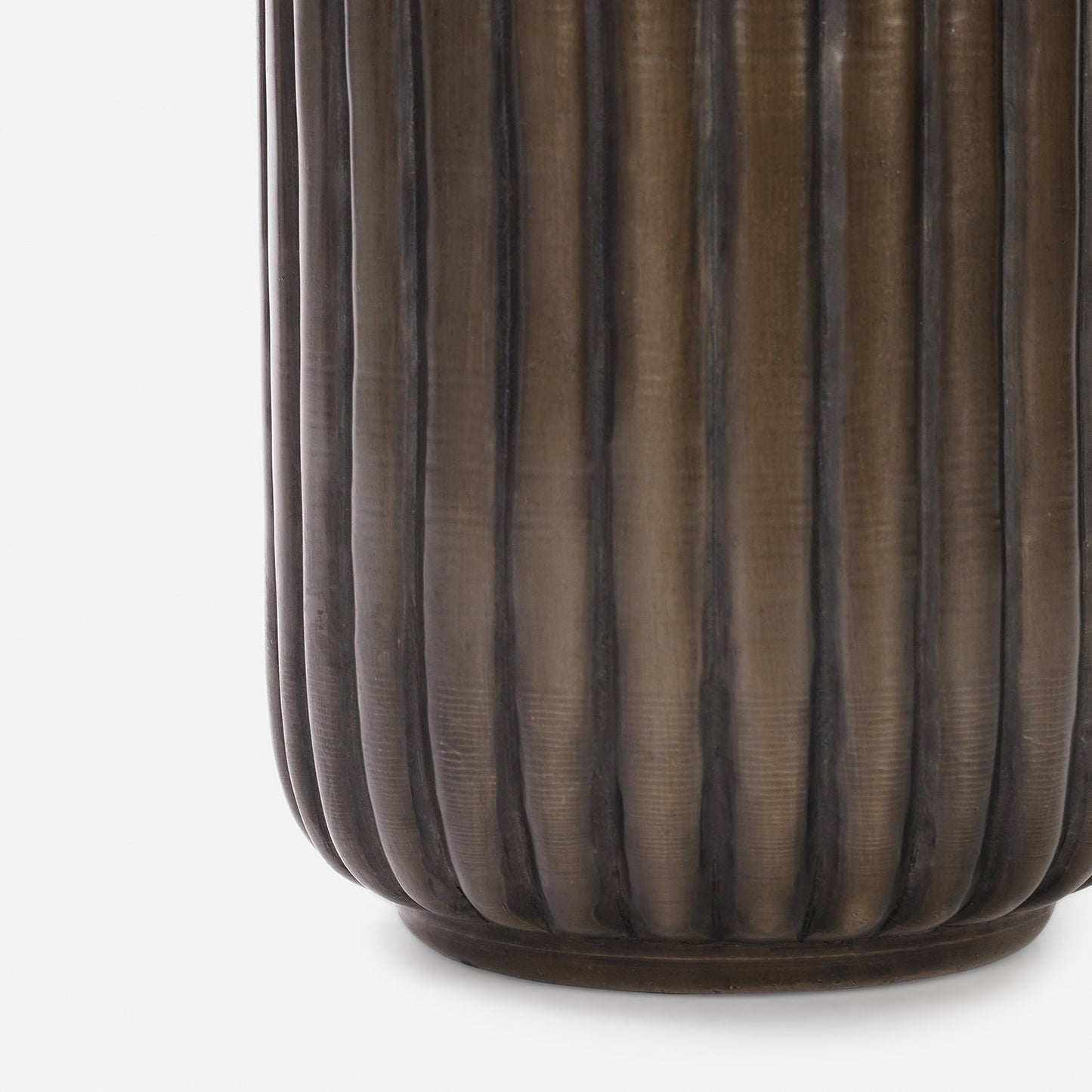 Dark Brown Ribbed Aluminium Planter - Small